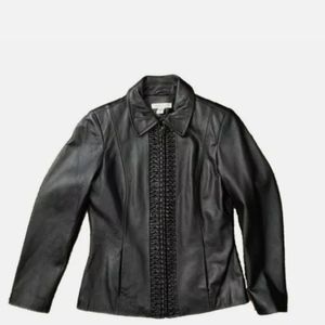 Coldwater Creek Ruched Front Leather Jacket
